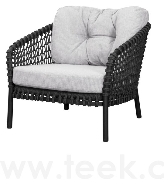 Cane-line Nízké křeslo Ocean Large, Cane-line, 81x90x73 cm, rám hliník, výplet lanko Soft Rope dark grey, bez polstrů