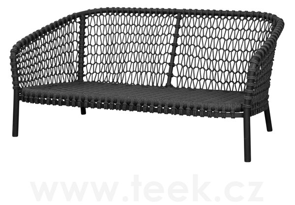 Cane-line 2-místná pohovka Ocean Large, Cane-line, 155x90x73 cm, rám hliník, výplet lanko Soft Rope dark grey, bez polstrů