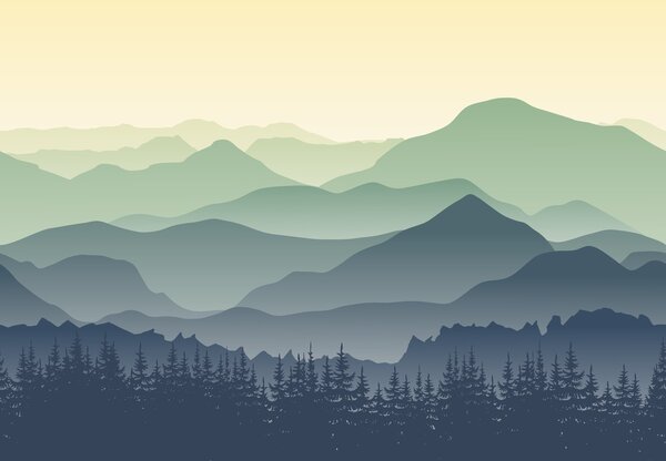 Fototapeta - Rozbřesk nad horami (245x170 cm)
