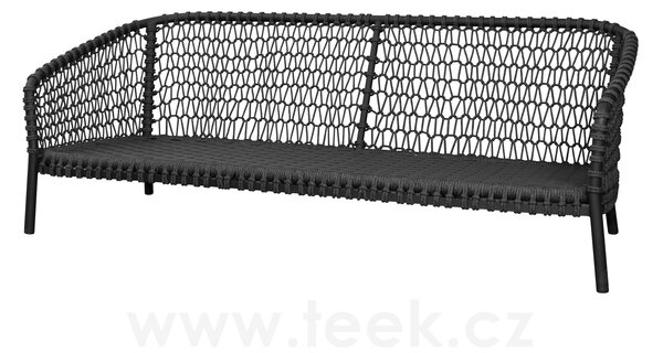 Cane-line 3-místná pohovka Ocean Large, Cane-line, 202x90x73 cm, rám hliník, výplet lanko Soft Rope dark grey, bez polstrů