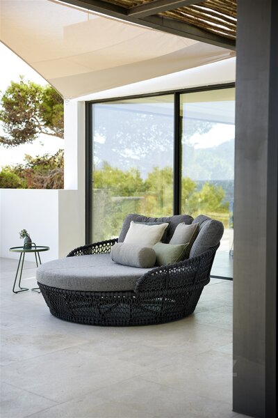 Cane-line Denní postel Ocean Large, Cane-line, 177x180x68 cm, rám hliník, výplet lanko Soft Rope dark grey, bez polstrů