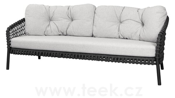 Cane-line 3-místná pohovka Ocean Large, Cane-line, 202x90x73 cm, rám hliník, výplet lanko Soft Rope dark grey, bez polstrů