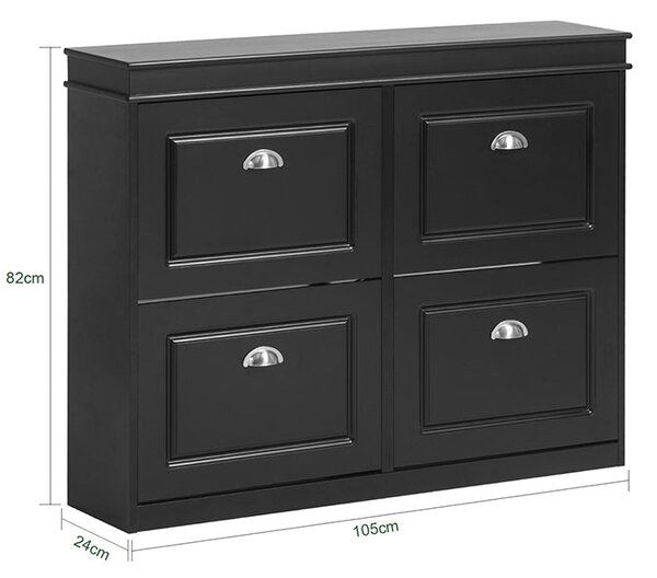 SoBuy FSR79-SCH Botník se 4 klopami Botník Černá 105x82x24cm