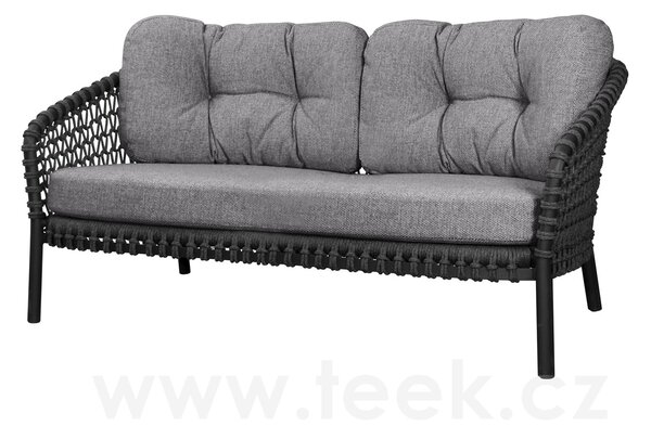 Cane-line 2-místná pohovka Ocean Large, Cane-line, 155x90x73 cm, rám hliník, výplet lanko Soft Rope dark grey, bez polstrů