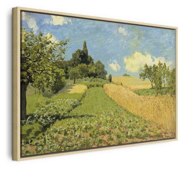 Artgeist Obraz - Kukuřičné pole (poblíž Argenteuil) (Alfred Sisley) Velikost: 120x80 cm, Provedení: V přírodním dřevěném rámu