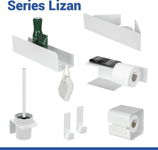 Silikonový WC kartáč, nástěnný LIZAN, WENKO, bílý