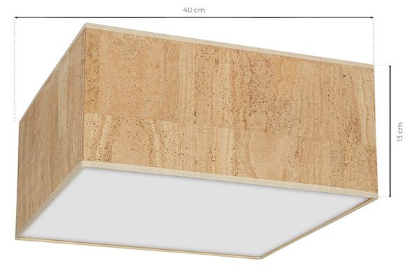 Stropní svítidlo Cork Square, 1x korkové stínítko, (bílé plexisklo), (40cm)