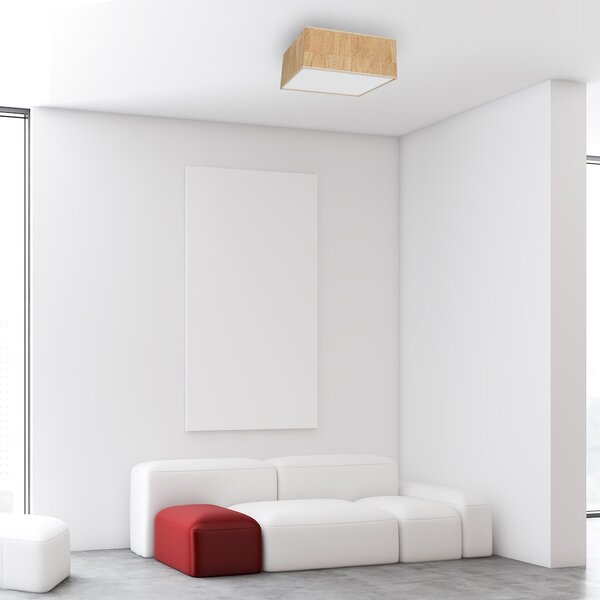 Stropní svítidlo Cork Square, 1x korkové stínítko, (bílé plexisklo), (40cm)