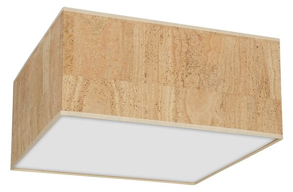 Stropní svítidlo Cork Square, 1x korkové stínítko, (bílé plexisklo), (40cm)