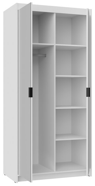 Šatní skříň ELENA 2D + zrcadla | 89,7 cm | bílá