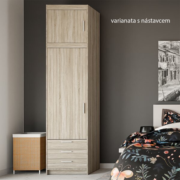 Šatní skříň ELENA 1D 3S | 59,9 cm | UNI dvířka | dub sonoma