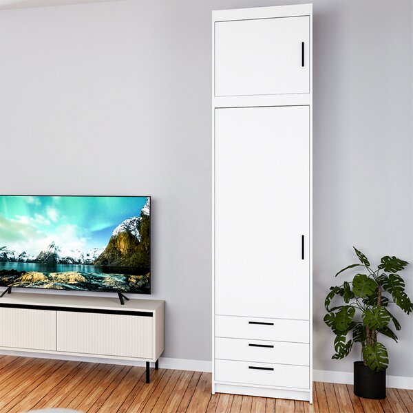 Šatní skříň ELENA 1D 3S + nástavec | 59,9 cm | UNI dvířka | bílá