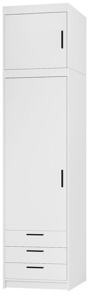 Šatní skříň ELENA 1D 3S + nástavec | 59,9 cm | UNI dvířka | bílá