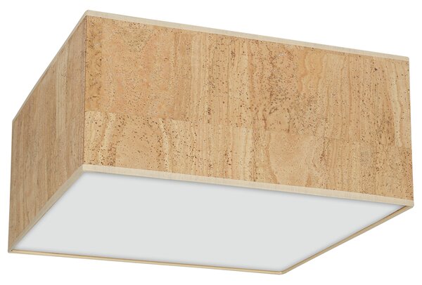 Stropní svítidlo Cork Square, 1x korkové stínítko, (bílé plexisklo), (40cm)