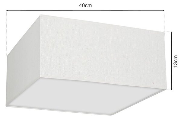 Stropní svítidlo Albion Square, 1x bílé bavlněné stínítko, (bílé plexisklo), (40cm)