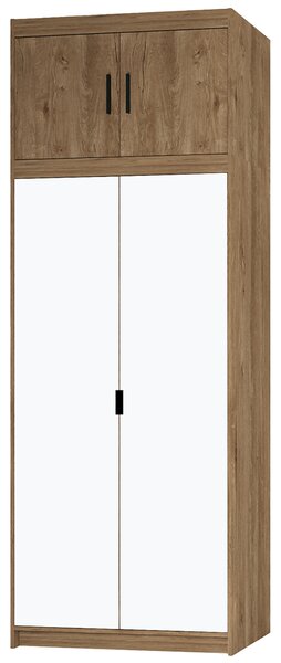 Šatní skříň ELENA 2D + zrcadla + nástavec | 89,7 cm | dub lefkas