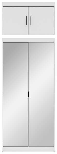 Šatní skříň ELENA 2D + zrcadla + nástavec | 89,7 cm | bílá