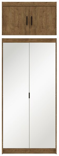 Šatní skříň ELENA 2D + zrcadla + nástavec | 89,7 cm | dub lefkas