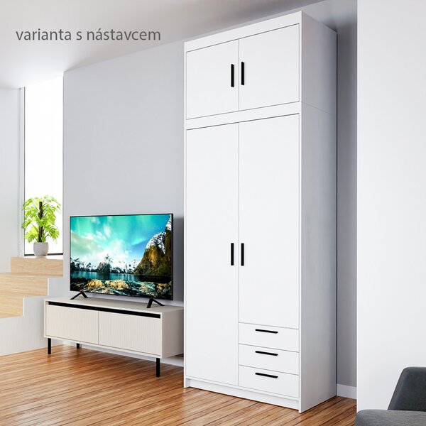 Šatní skříň ELENA 2D 3S | 89,7 cm | bílá