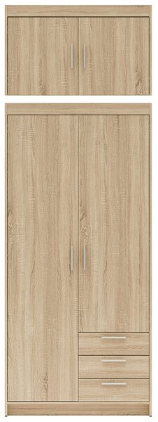 Šatní skříň ELENA 2D 3S + nástavec | 89,7 cm | dub sonoma