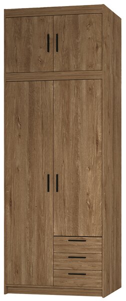 Šatní skříň ELENA 2D 3S + nástavec | 89,7 cm | dub lefkas