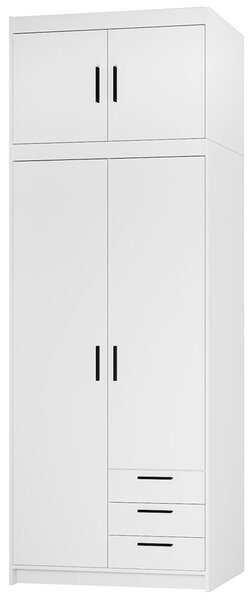Šatní skříň ELENA 2D 3S + nástavec | 89,7 cm | bílá