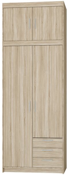 Šatní skříň ELENA 2D 3S + nástavec | 89,7 cm | dub sonoma
