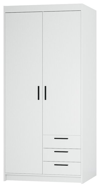 Šatní skříň ELENA 2D 3S + nástavec | 89,7 cm | bílá