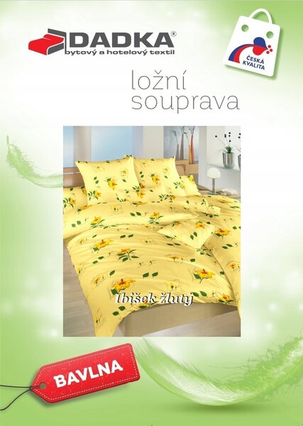 Dadka Povlečení bavlněné Hibiskus žlutý 140x200, 70x90 cm