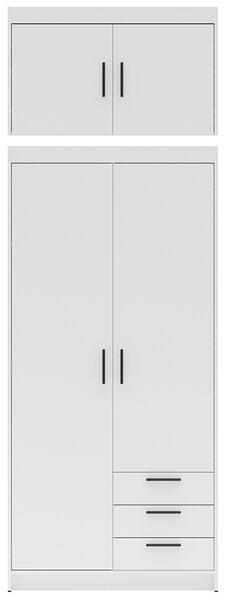 Šatní skříň ELENA 2D 3S + nástavec | 89,7 cm | bílá