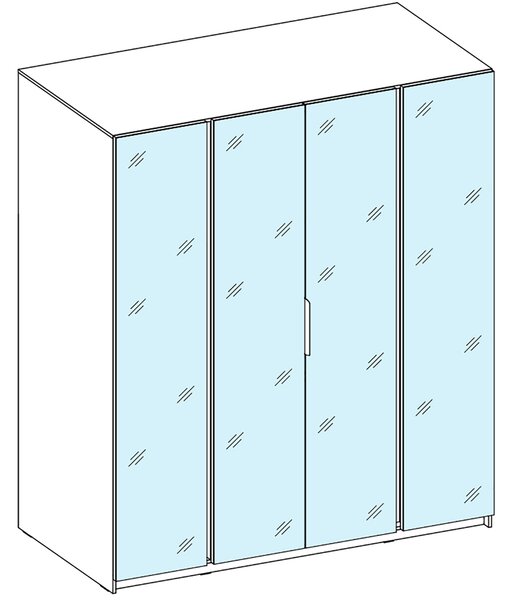 Šatní skříň KAJA 4LU | 200 cm | se zrcadly | VYSOKÁ | černá/evoke