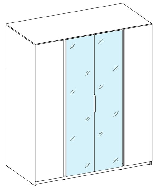Šatní skříň KAJA 2F 2LU | 200 cm | se zrcadly | VYSOKÁ | černá