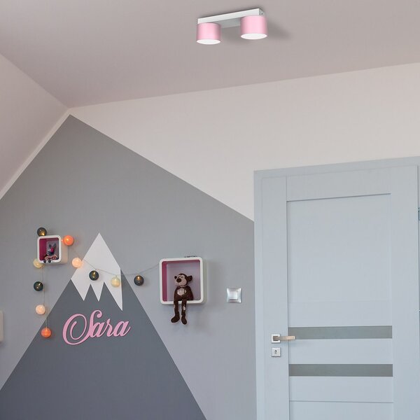 Stropní svítidlo Dixie, 2x růžové kovové stínítko, w