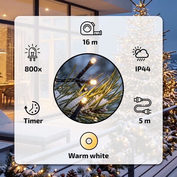 BRILAGI - LED Venkovní vánoční řetěz 800xLED 21m IP44 teplá bílá
