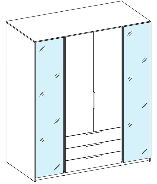 Šatní skříň KAJA 2LU 2F 3S | 200 cm | se zrcadly | VYSOKÁ | evoke/černá