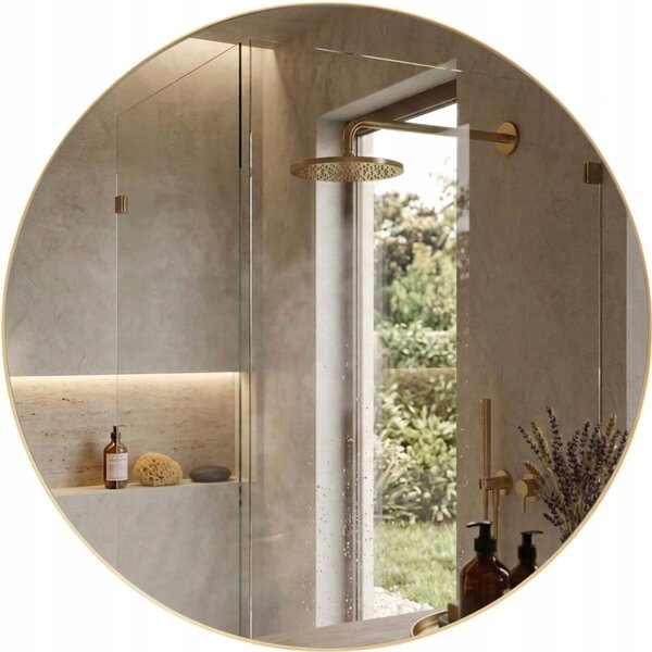 Zrcadlo SCENA LIVING nástěnné kulaté kovový rám 800 x 800 mm