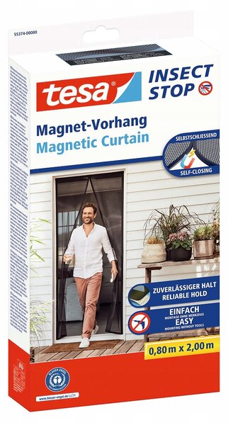 Moskytiéra Magnetická Tesa Síťka do dveří s magnety 80 x 200 cm černá