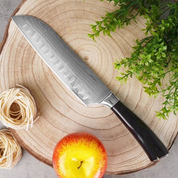 Nůž ORION DAMSCUS kuchyňský na krájení sekání SANTOKU ocel damašková