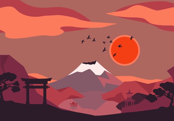 Fototapeta - Ilustrace Fuji (245x170 cm)
