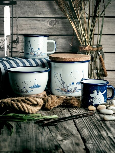 Muurla Miska Moomin Sailors 0,6l, smalt / bílo-modrá