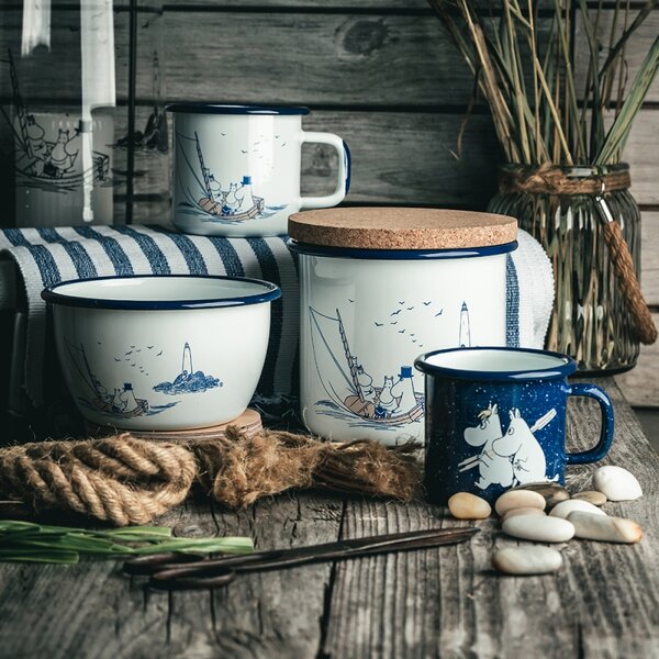 Muurla Miska Moomin Sailors 0,6l, smalt / bílo-modrá