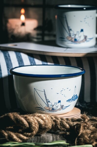 Muurla Miska Moomin Sailors 0,6l, smalt / bílo-modrá