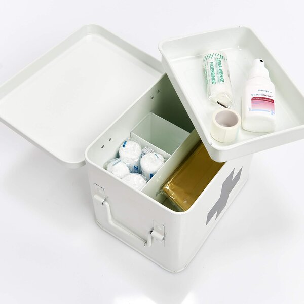Zeller Present Lékárnička, kovový box na léky a zdravotní pomůcky, 2v1, bílý, MEDICINE S Z18118
