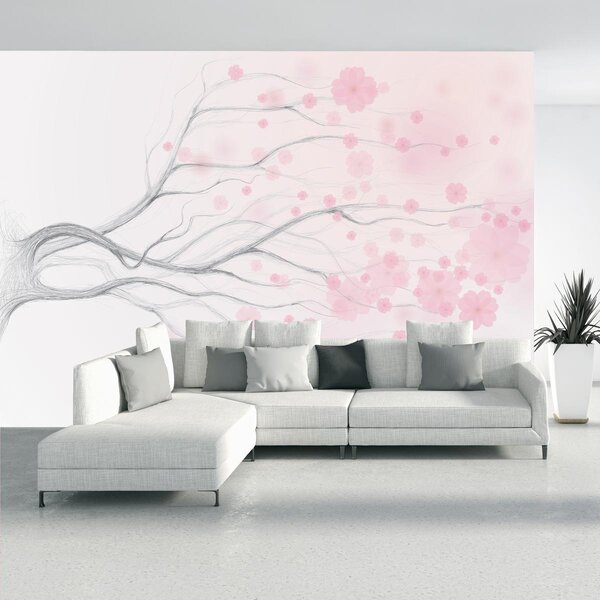 Fototapeta - Strom s růžovými květy (245x170 cm)