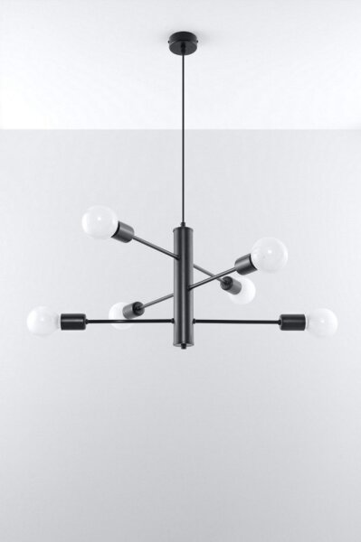Sollux SL.0305 - Lustr na lanku DUOMO 6 6xE27/60W/230V černá