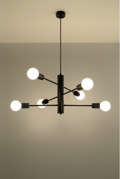 Sollux SL.0305 - Lustr na lanku DUOMO 6 6xE27/60W/230V černá