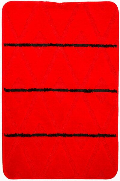 Koupelnový kobereček PALMA červený / černý, kosočtverce