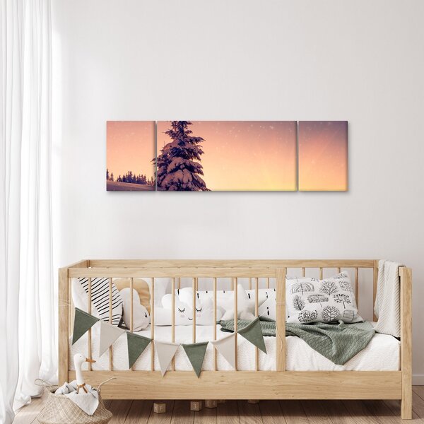 Obraz zasněženého stromu na louce (170x50 cm)