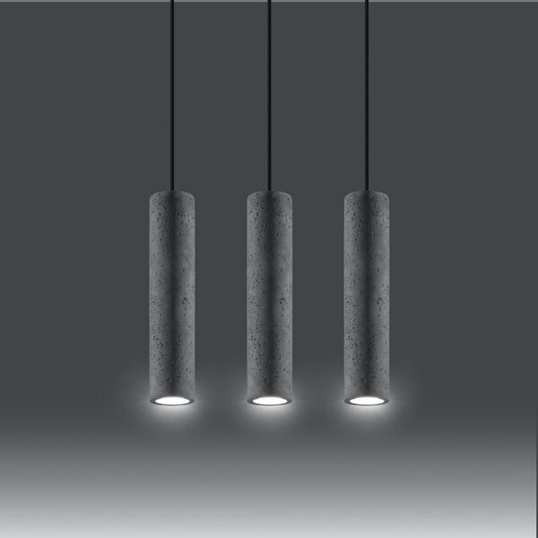 Sollux SL.0655 - Lustr na lanku LUVO 3xGU10/40W/230V beton/černá