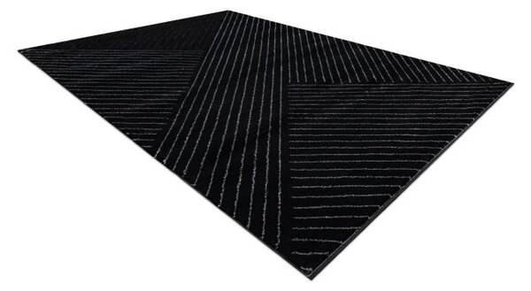 Koberec EMERALD exkluzivní A0084 glamour, styl, linie, geometrický černý / stříbrný